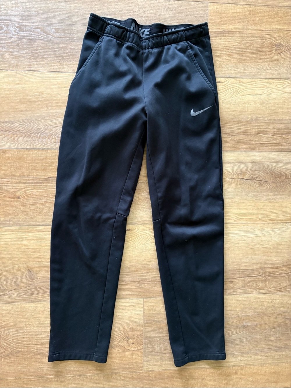 Nike Mens Black Athletic Pants with Swoosh Logo